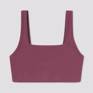 GIRLFRIEND COLLECTIVE RIB Tommy Cropped Bra in Goji Purple